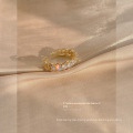 Shangjie Oem Anillos Mode Frauen Bling Danity Verstellbare Ringe Schmuck weiße Zirkon Ring Gold plattiertem Ring